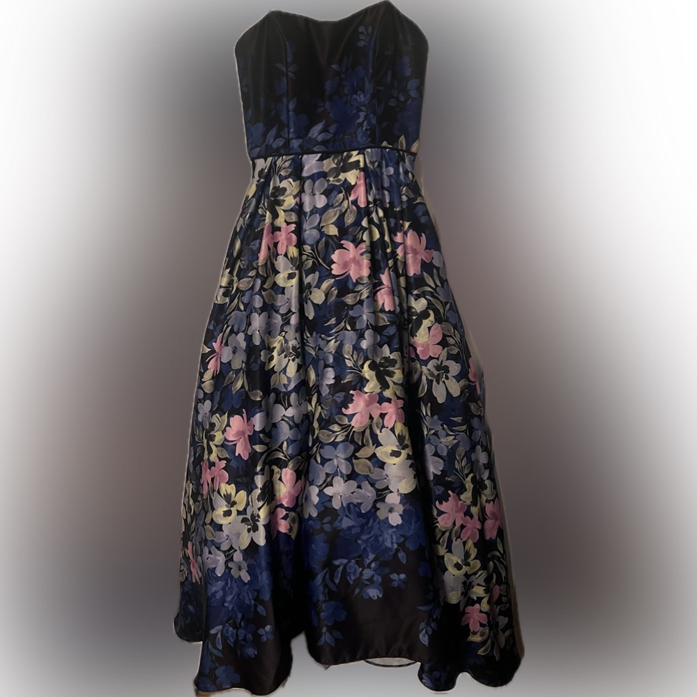 [NWT] Betsy & Adam High-Low Elegant Strapless Floral Dress - Picture 3 of 10